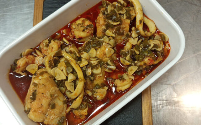 Suquet de Bacalao, Calamar y Gambón
